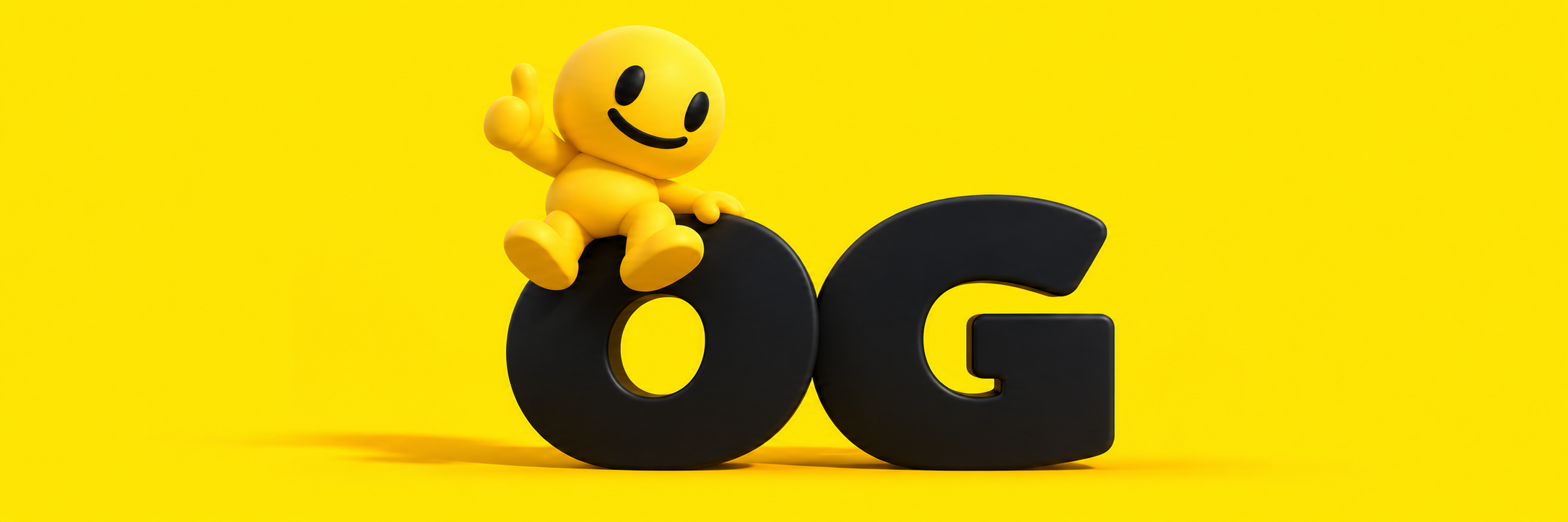 Go Mascot sitting on the letters OG